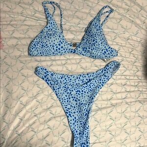Blue and White Bikini Set